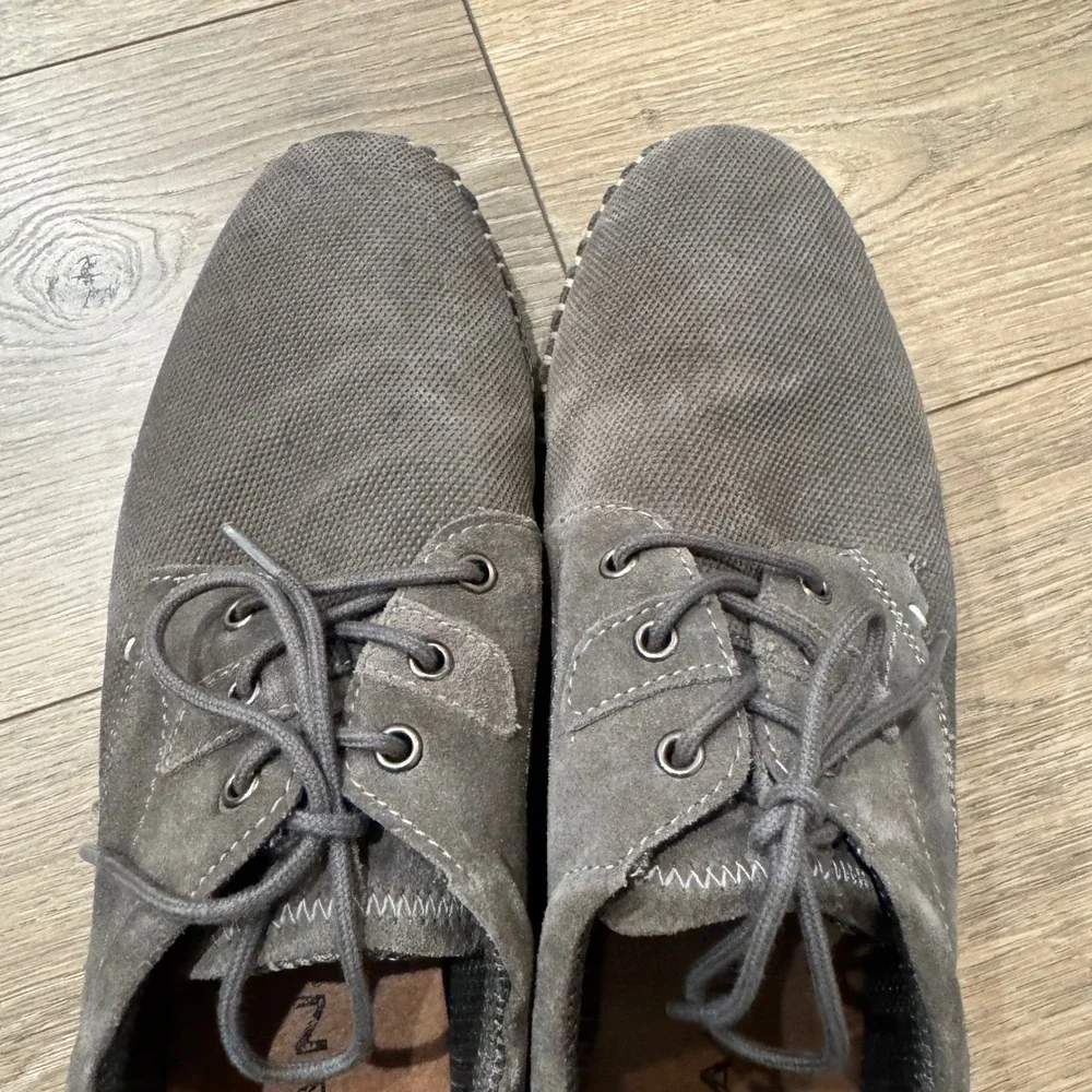 Roan SIM Mens Grey Leather Suede Lace Up Casual Derby Shoes Size 10.5